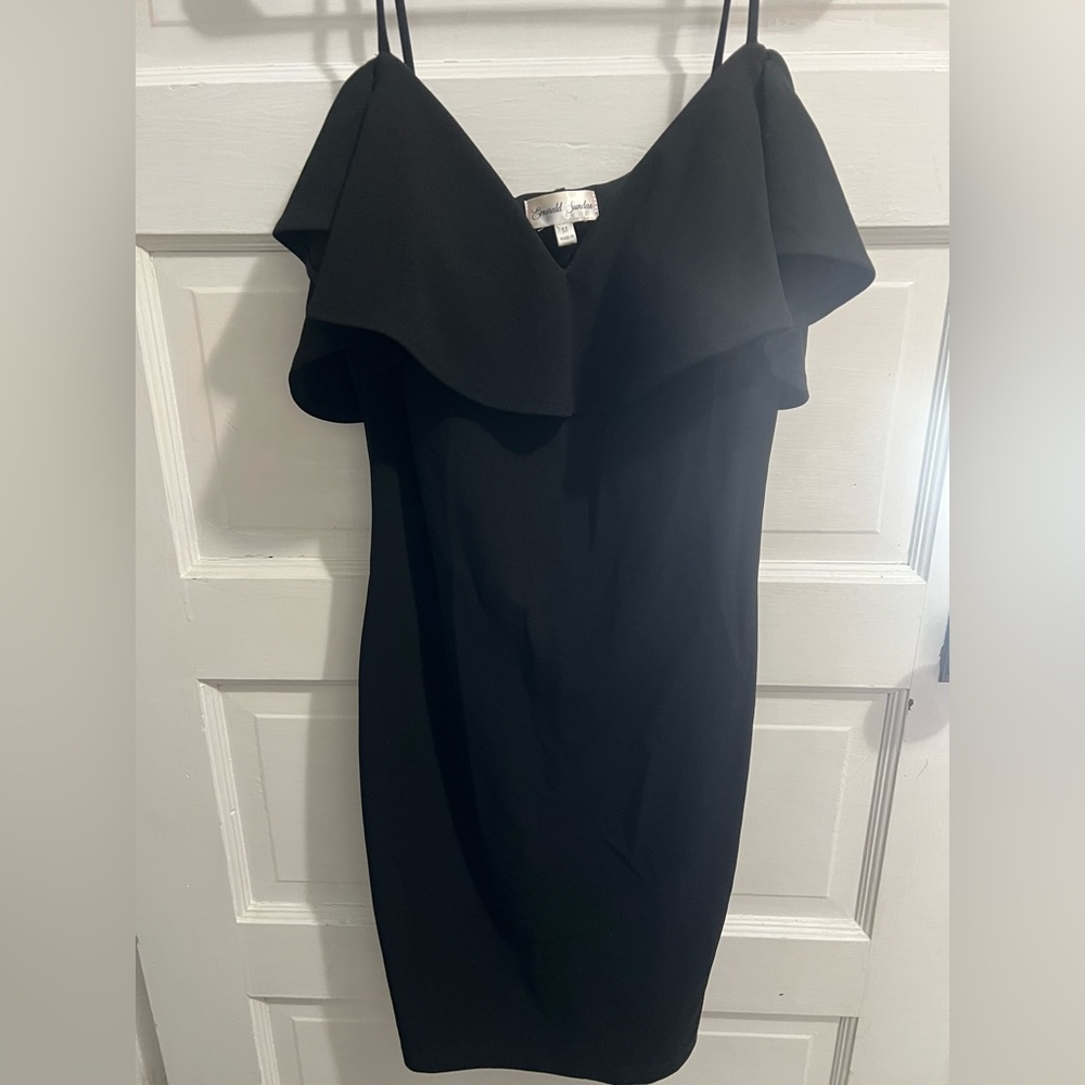Emerald Sundae Elegant Black Ruffle Mini Dress